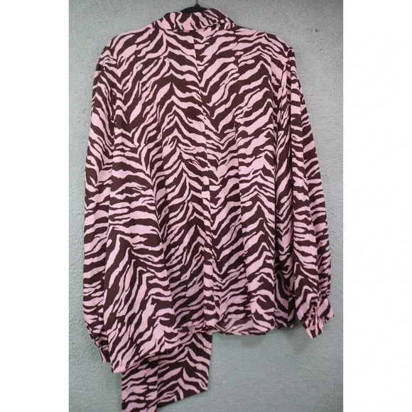 Eloquii Animal Print Button Down Blouse-Size 28-Office-Long Sleeves-Tie Front - Picture 7 of 8